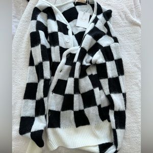 Checkered Button Sweater